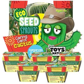 TOYS BY NATURE Eco Seed Sprouts Plant Seeds 5-Pack, DIY Indoor Succulents and Live Plants for Home or Garden Planting, Caring Carol Cactus