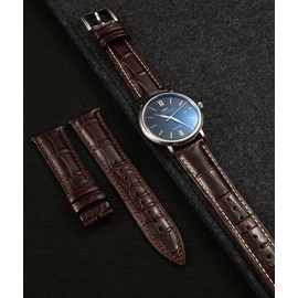 REZERO Leather Watch Straps for Men, Crocodile Embossed Watch Straps with Quick Release, Replacement Genuine Leather Strap for Watches 19 mm, 20 mm, 21 mm, 22 mm, 19 mm, Leather, No Gemstone