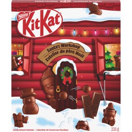 KIT KAT KITKAT Santa's Workshop Advent Calendar, Filled with KITKAT Santas, KITKAT Festive Friends, KITKAT Bubbles & KITKAT Mini Bars, Perfect Christmas Chocolate Gift, 233 g