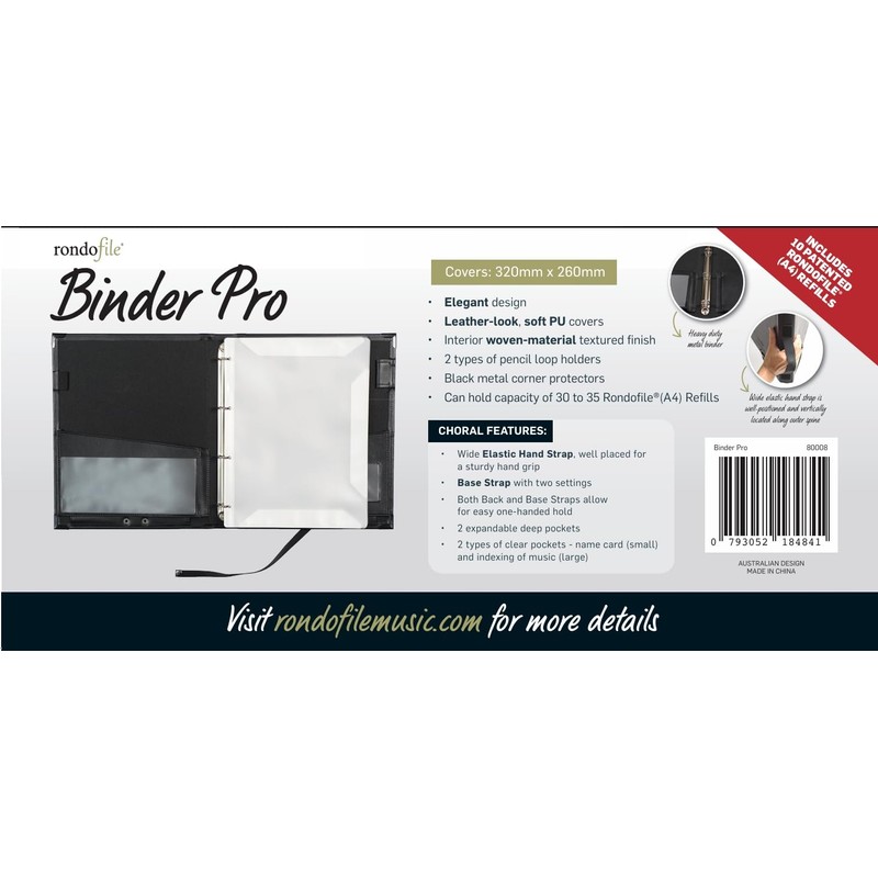 New Rondofile Binder Pro. Ring Binder for Sheet Music, with