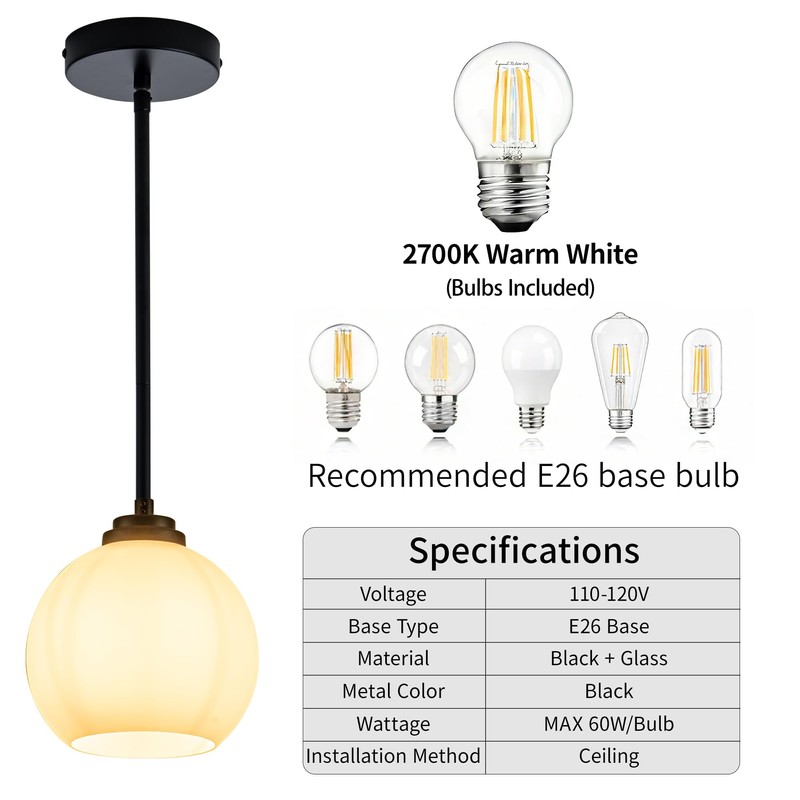 MAYNA 1 Pack Modern Pendant Lights Kitchen Island, Matte Black