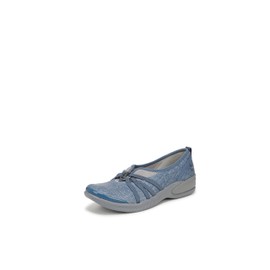 Bzees Women's Niche Slip-On Comfort Ballet Flat ,Washed Denim Fabric,9 Wide