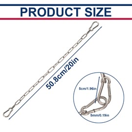 Gate Chain Lock for Outdoor Fence 20 Inch Stainless Steel Gate Chain Link Lock with Carabiners Gate Chain Latches for Garden, Yard, Pet Cages, Horse Dog Goat Cow Farm Use, Silver