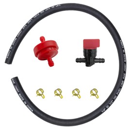 Strongthium 6mm 1/4" ID Fuel Line Hose 25" +Inline Gas Fuel Filter + Fuel Shut Off Valve Compatible with Briggs Stratton 298090 298090S 5414K 283207 791850 95162S Lawn Mower Small Engine w/ 4 Clamps