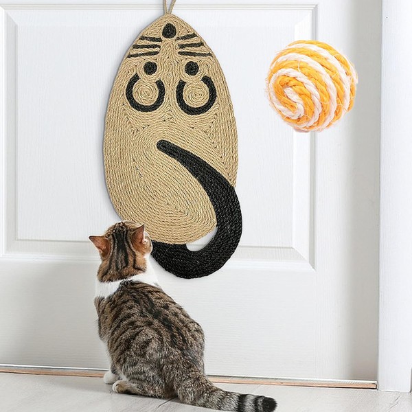 AzulLanse Cat Scratching Mat, Natural Sisal Squirrel Shape Cat Scratching