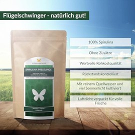 Flgelschwinger 1kg Spirulina-Presslinge, 4000 Tabletten 'a 250mg, 100% natrlich, Rohkostqualit?t, ohne Zus?tze, schonende Verarbeitung bei niedrigen Temperaturen (1000g)