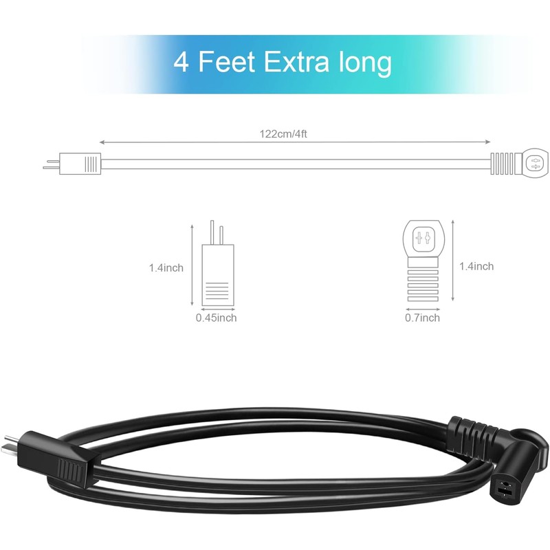 Sopito Extension Power Cord for Recliner, 4 Ft 2 Pin