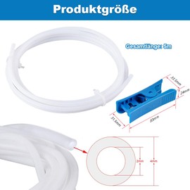 PTFE Hose, PTFE Teflon Tube 4 mm 5 m with Cutter for 3D Printers 1.75 mm Filament Accessories