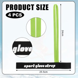 4pcs Ski Glove Wrist Straps, Polyester Ski Glove Leash Strong Elasticity Sport Glove Safety Strap Snowboard Glove Strap Ski Glove Handcuff String with Pattern Ski Accessories for Hanging Glove