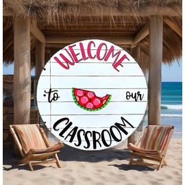 Welcome to Classroom Front Door Decoration Sign, Seasonal Door Sign - Interchangeable Wooden Plaque for Classroom/Home, DIY Wall Decor for Holidays & Back-to-School, 12 Patterns