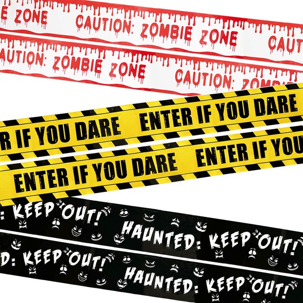 Feuerlos Halloween Hazard Caution Tape, 3 Rolls Halloween Decoration Warning
