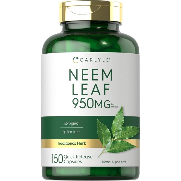 Carlyle Neem Leaf Capsules 950mg | 150 Count | Non-GMO