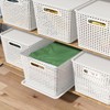 Qskely 6-Pack Large Plastic Storage Baskets with Lid, White