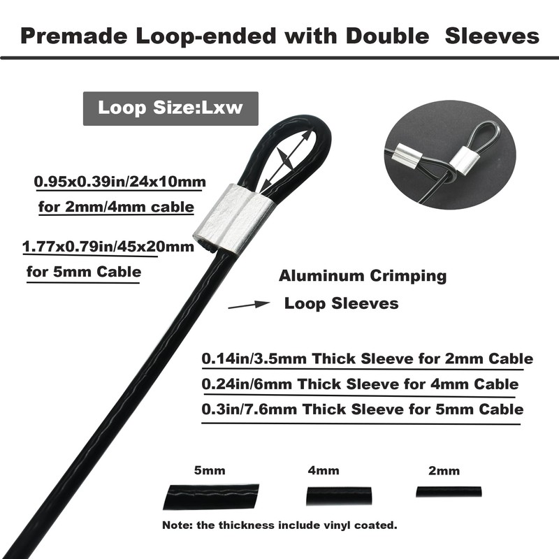 Floyutin 10 Pcs 2mm Wire 24 inch Vinyl Coated Stainless