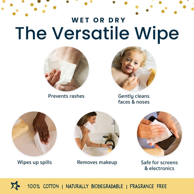 Tiny Twinkle 100% Cotton Dry Wipes | 480 Count |