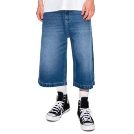 VICTORIOUS Men's Ultra Baggy Y2K Denim Jorts DS2114 Indigo Size 36