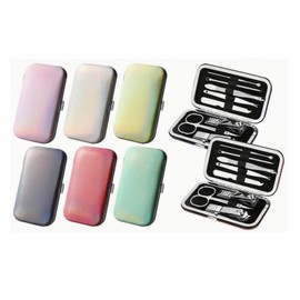 Professional Manicure Set, 8-in-1 Stainless Steel Nail Care Kit with Holographic Travel Case, 6 Colors (Green Iridescent)