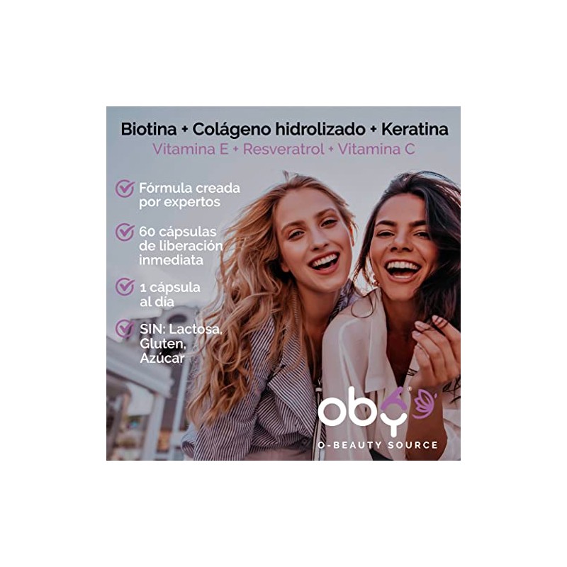 Vitaminas Cabello Mujer Capsulas Biotina Colágeno Keratina Vitamina Resveratrol Oby
