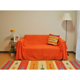 World Market Multi Cover Rectangular Large Cotton Indian Cotton Simple Color About 150 X 225 cm , orange