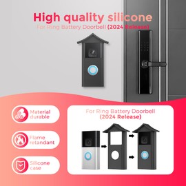 Augstci Silicone Case for Ring Battery Doorbell 2024 - Military-Grade Shockproof | IP65 Waterproof | UV Resistant - Black