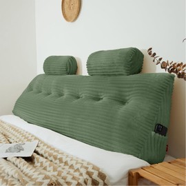 Rycwola Headboard Pillow King with 2 Pack Neck Roll Pillow Large Headboard Pillow Soft and Supportive with Removable Cover (sage Green, King：76x8x20 Inches)
