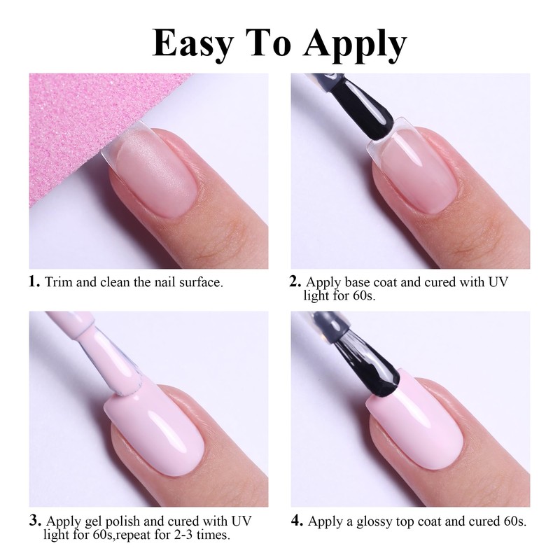 Misty Pink Solid Nail Gel, 10ML Self-Leveling Soak Off UV