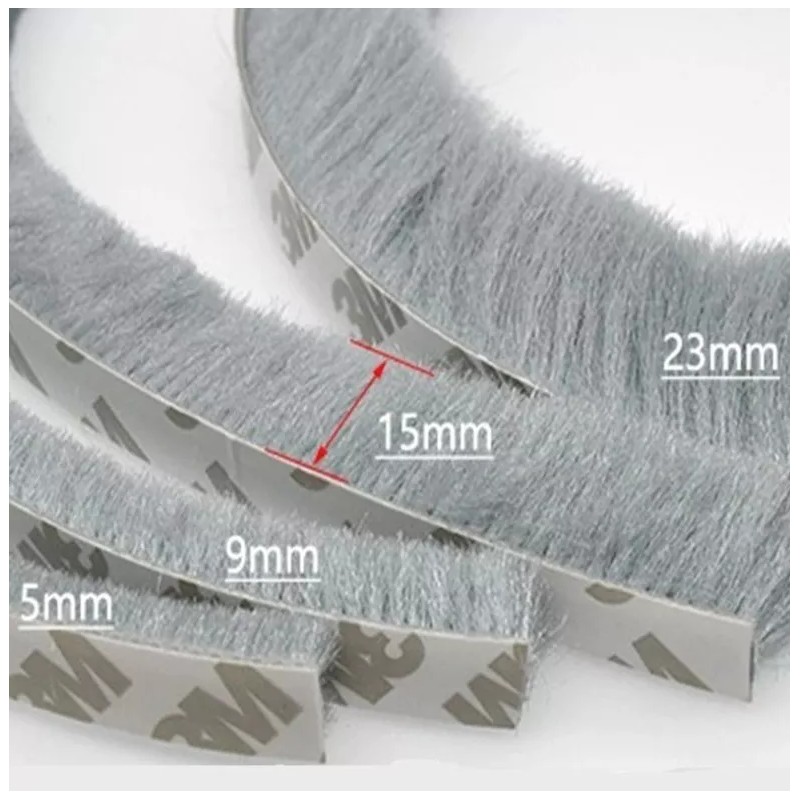 Estuchelandia 15m Tira Sellado 9x15mm Cepillo Cinta Polvera Puerta Ventana