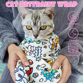 JPTECY Cat Wrap for Cutting Nails Large Size 35.5in Self-Adhesive Cat Grooming Wrap Cat Nail Clipper Hammock Soft Cat Restraint Bag for Nail Clipping Cat Grooming Supplies(Under 22lbs)