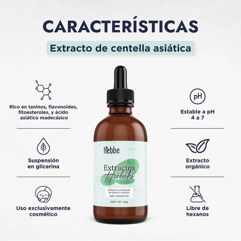 Hebbe Extracto De Centella Asiática 100 g | Reafirmante Hidratante