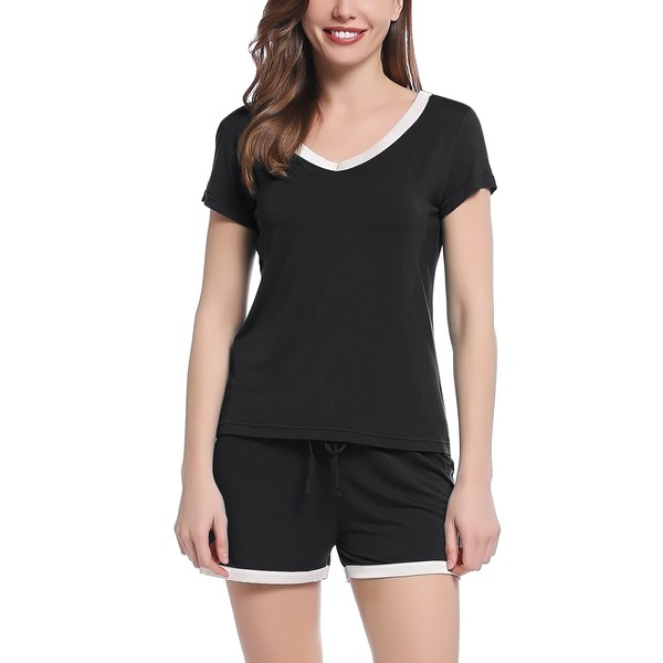 Amorbella Womens Bamboo Viscose Pyjamas Set Cool Summer Short Sleeve
