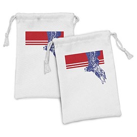 Ambesonne Eagle Fabric Pouch Set of 2, Colors of the American Flag Red White Blue Bird of America Loyalty, Small Drawstring Bag for Toiletries Masks and Favors, 9" x 6", Navy Blue Red White