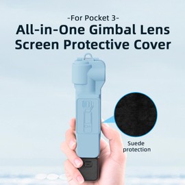 TYUANDOUER Pocket 3 Case Cover, All-in-One Gimbal Lens Cap Screen Protective Cover for DJI Osmo Pocket 3 Creator Combo Accessories with Lanyard Hook - Blue
