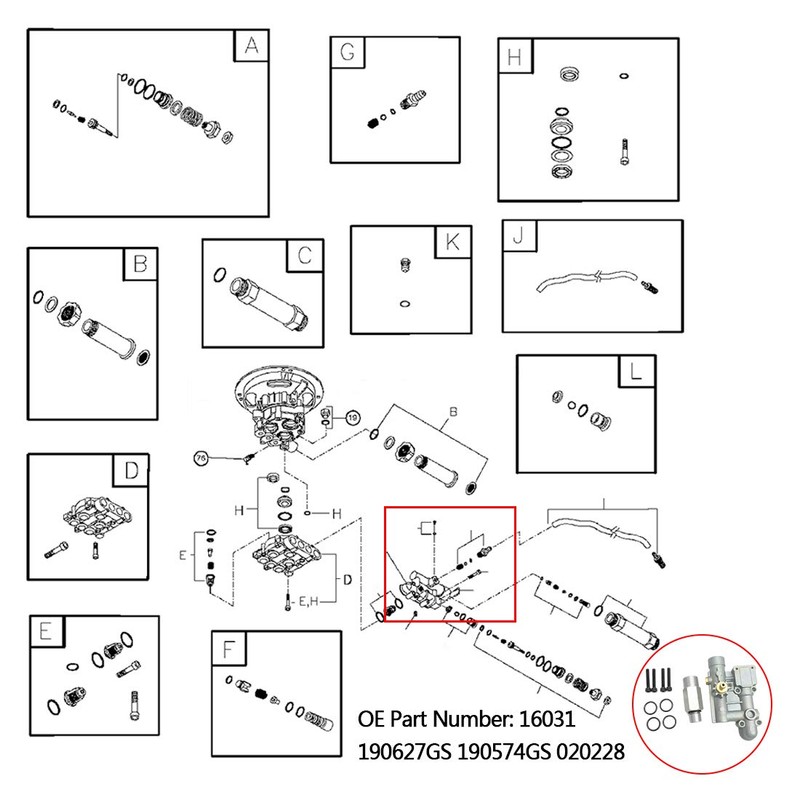 𝟐𝟎𝟐𝟔 𝐔𝐩𝐠𝐫𝐚𝐝𝐞𝐝 16031 Pressure Washer Manifold Kit Fit for Briggs