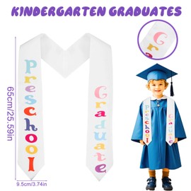 BOXOB Preschool Graduation Stole for Children, Smooth Satin Nursery Graduation Sash for Graduations, Unisex & Reusable Memory Gift (White), White, M
