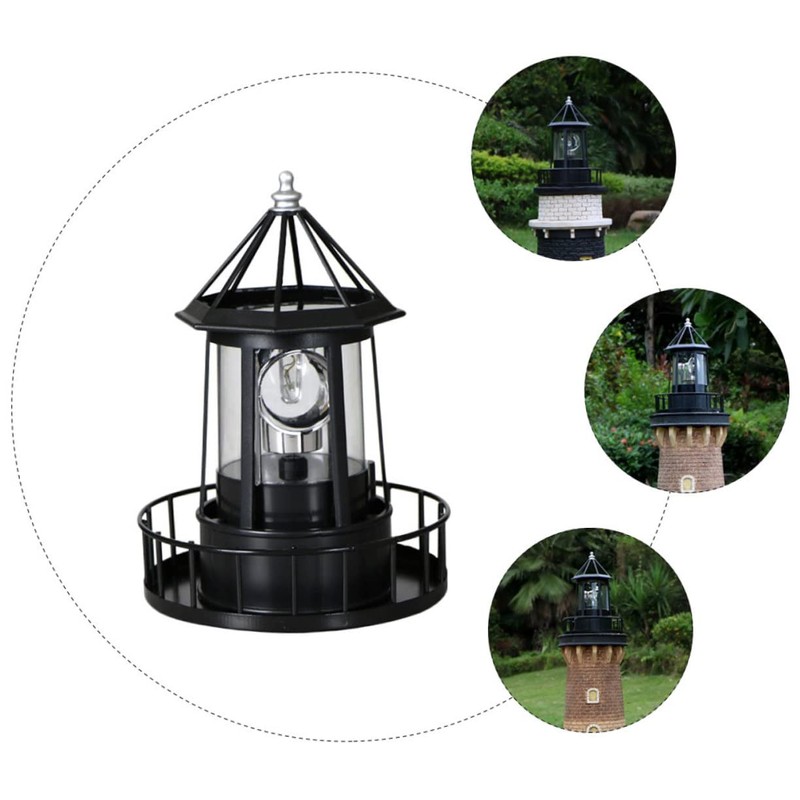 DOITOOL Led Solar Revolving Lighthouse Light Outdoor Rotating Landscape Lamp
