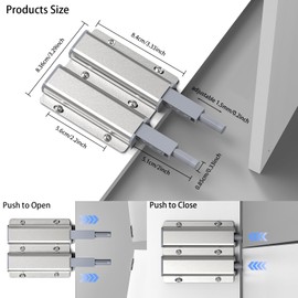 Magnetic Push Latches 2 Pack Double Push to Open Door Latch for Cabinet Door,Heavy Duty Touch Latch Hardware Magnetic Door Catch for Cabinet Drawer Wardrobe Kitchen Door