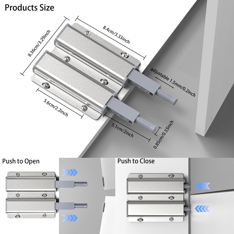 Magnetic Push Latches 2 Pack Double Push to Open Door