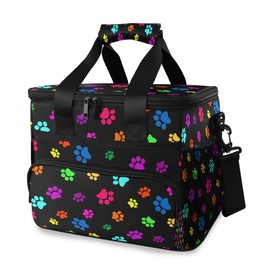 AUUXVA Insulated Cooler Lunch Bag Colorful Dog Cat Paw Print Lunch Box Leakproof Large Tote Bag Reusable for Women Men Picnic Travel (15L)