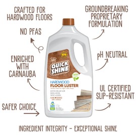 Quick Shine Quick Shine Hardwood Floor Luster 64oz, 2Pk | Plant-Based Cleaner & Polish w Carnauba | Simply Squirt & Spread | Don't Refinish It, Quick Shine It | Safer Choice Cleaner | Restore-Protect-Refresh