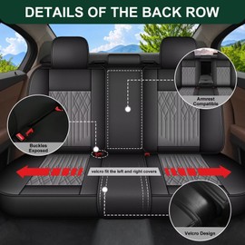 DISUTOGO Full Set Car Seat Covers Fit for Mazda Mazda 3 2010-2019 Breathable Faux Leather Waterproof Seat Cushion with Airbag Compatible Automotive Interior Accessories (Black&Grey)-2 Rows 5 Seats