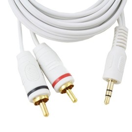 Wideskall® 6 Feet 3.5mm Male to 2 RCA Male Stereo Audio Cable (White)