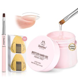 Beetles HEMA-Free Hard Gel for Nails, 9 in 1 Clear Hard Gel for Nail Extension & Strengthening Broken Repair UV LED Lamp Cured Salon for Professional Nail Techs Women:_2.12 oz-Clear