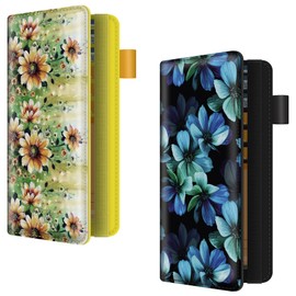 BVYA 2 PCS Checkbook Covers for Men & Women with RFID Blocking, Premium Printed Leather Checkbook Holder Slim Wallets with Pen Holder & Built-in Clear Plastic Divider for Duplicate Checks