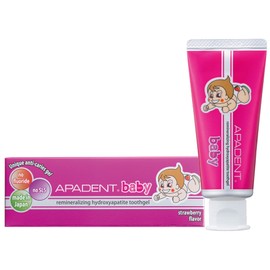 APADENT® BABY Remineralising Nano Hydroxyapatite Tooth Gel - Contains Xylitol, Fluoride and SLS Free Non-Foaming Gel 55g For First Baby Teeth Strawberry Flavour