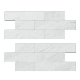 KASARO Peel and Stick Backsplash Wall Tile for Kitchen, 20-Sheet Subway Adhesive PVC Mosaic Tiles Decorative Backsplash Tiles Stick on Bathroom, Fireplace, RV, White