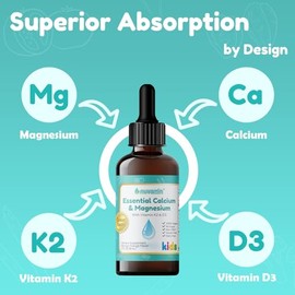 Nuvamin – Liquid Calcium & Magnesium Drops for Baby, Toddlers, Kids, & Adults, 2Fl.Oz (60ml), 30 Daily Servings. Great Taste - All Natural - Vegan - S