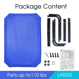 PHYEX Heavy Duty Steel-Framed Portable Elevated Pet Bed, Elevated Cooling Pet Cot, 50.5" L x 30.5" W x 7.8" H(L, Blue)