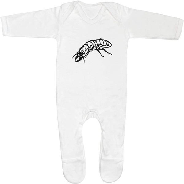 Azeeda 0-3 Month 'Termite' Baby Romper Jumpsuit/Sleep Suit (SS00062877) White