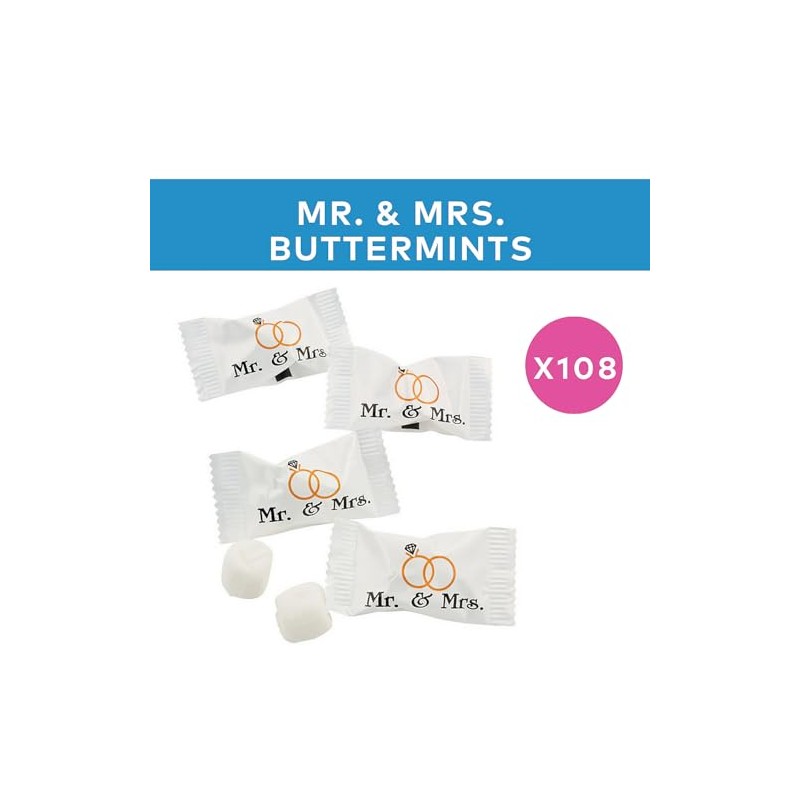 Mr. & Mrs. Buttermints (108 individually wrapped mints) Wedding Candy