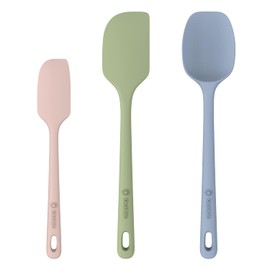 ChefAide 3 Pieces Silicone Spatula Set, Food Grade Rubber Spatula, Upgrade Strong Handle with Ergonomic Grip, Heat Resistant for Nonstick Cookware, Cooking Mix